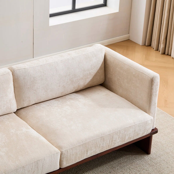 Modern 3-Seater Upholstered Sofa With Solid Wood Base - Wooden Bazar