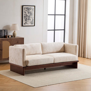 Modern 3-Seater Upholstered Sofa With Solid Wood Base - Wooden Bazar