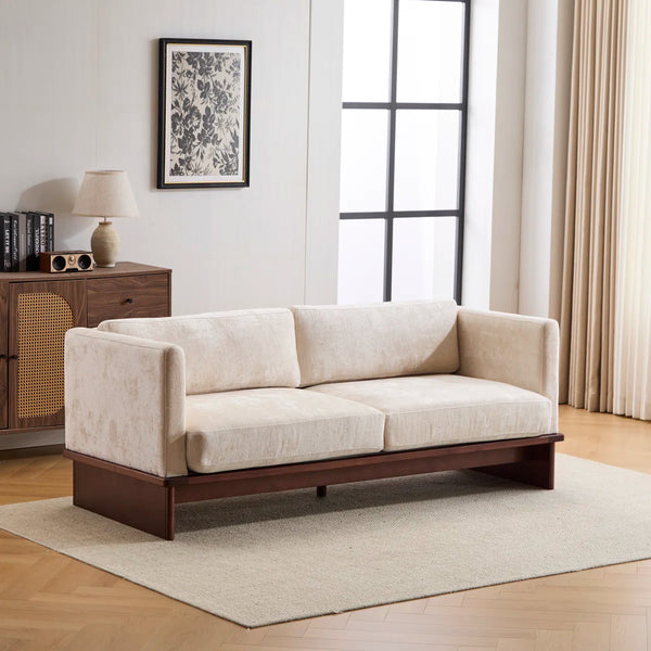 Modern 3-Seater Upholstered Sofa With Solid Wood Base - Wooden Bazar