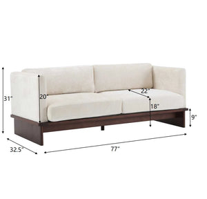 Modern 3-Seater Upholstered Sofa With Solid Wood Base - Wooden Bazar