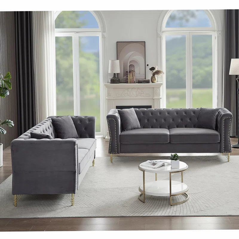 Karanaz 2 - Piece Velvet Living Room Luxury Sofa  Set