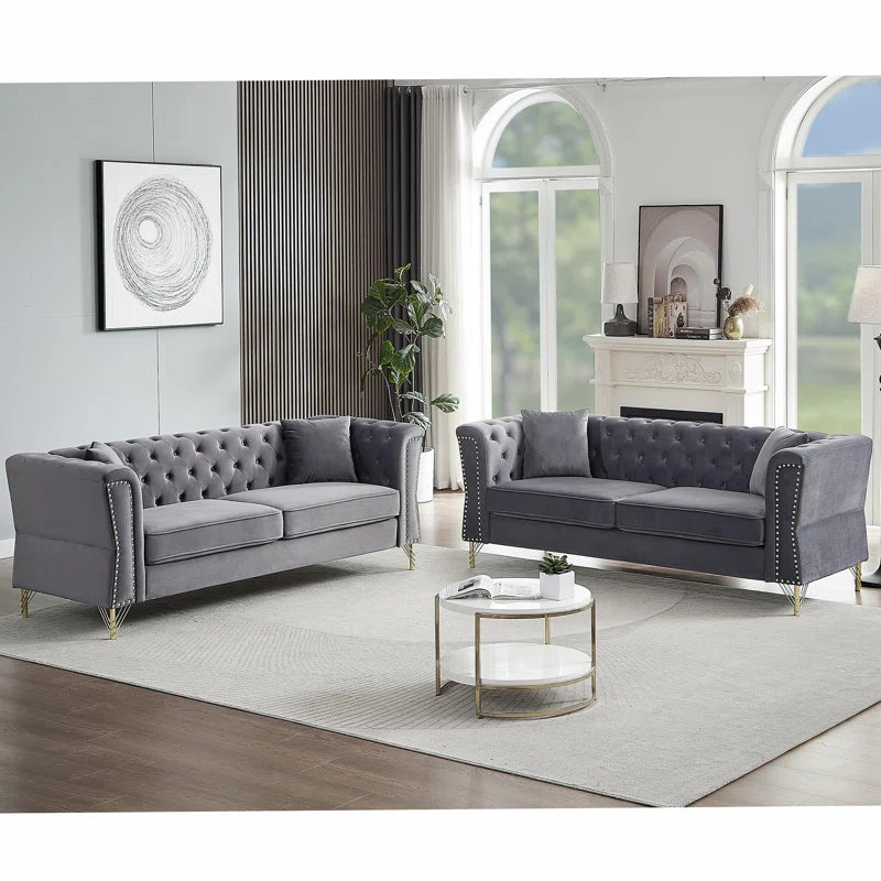 Karanaz 2 - Piece Velvet Living Room Luxury Sofa  Set