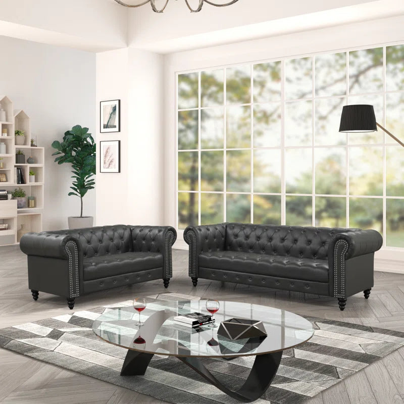 Karia 2 Piece Leather gel Living Room Luxury Sofa Set