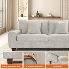 Nikos Modern Style 3 Seater Square Arm Sofa Upholstered Couch