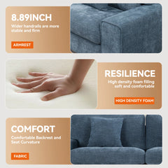 Nikos Modern Style 3 Seater Square Arm Sofa Upholstered Couch