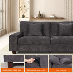 Nikos Modern Style 3 Seater Square Arm Sofa Upholstered Couch