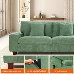 Nikos Modern Style 3 Seater Square Arm Sofa Upholstered Couch