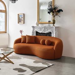 Curved Bouclé Sofa French-Inspired Elegance with Soft Textured Fabric