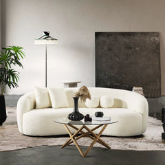 Curved Bouclé Sofa French-Inspired Elegance with Soft Textured Fabric