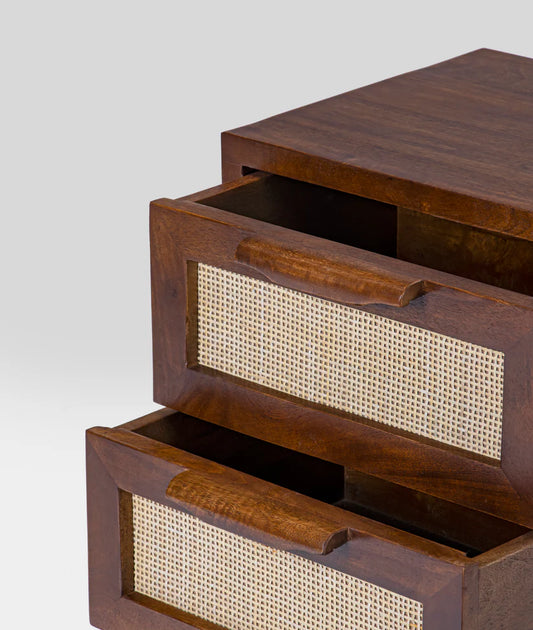 Cevior Rattan Bedside Table - Wooden Bazar