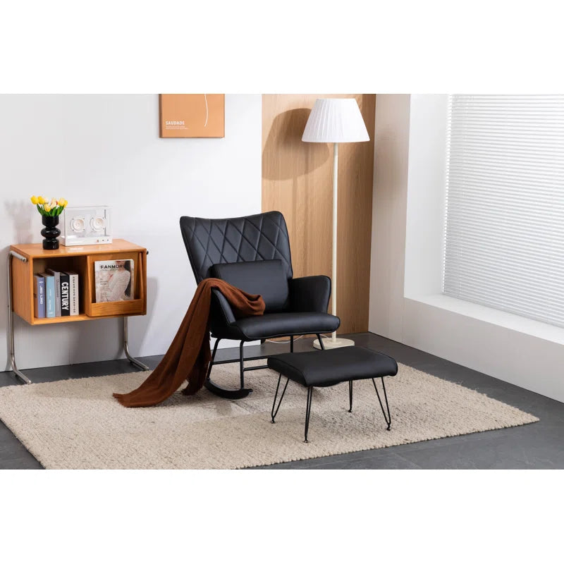 Heritabe Rocking Chair with Ottoman - Wooden Bazar