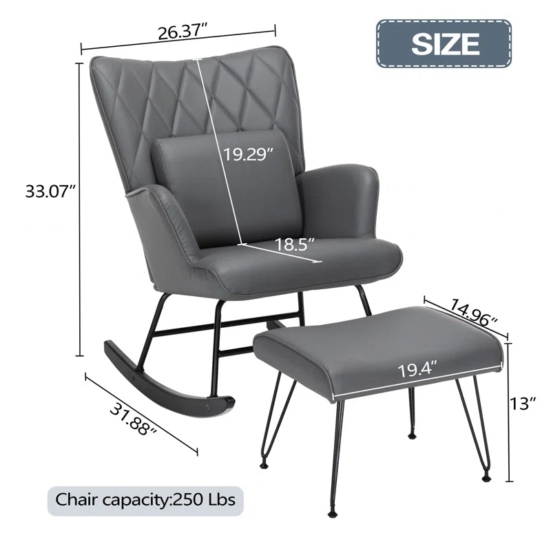 Heritabe Rocking Chair with Ottoman - Wooden Bazar