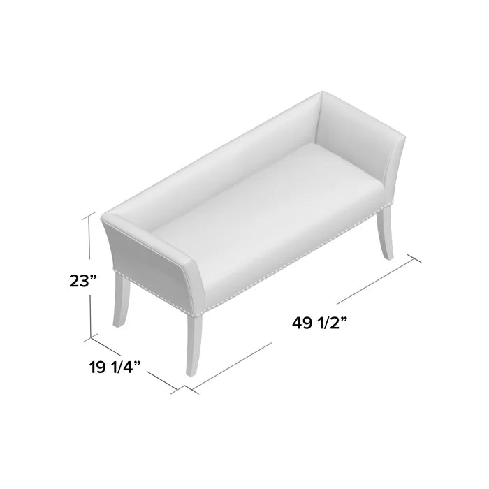 Shaniyala Upholstered Nailhead Bench with Back & Wood Legs