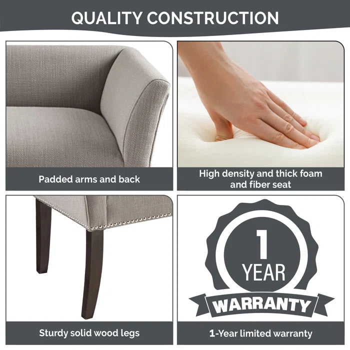 Shaniyala Upholstered Nailhead Bench with Back & Wood Legs
