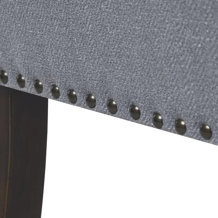 Shaniyala Upholstered Nailhead Bench with Back & Wood Legs