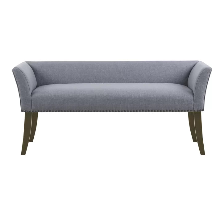Shaniyala Upholstered Nailhead Bench with Back & Wood Legs