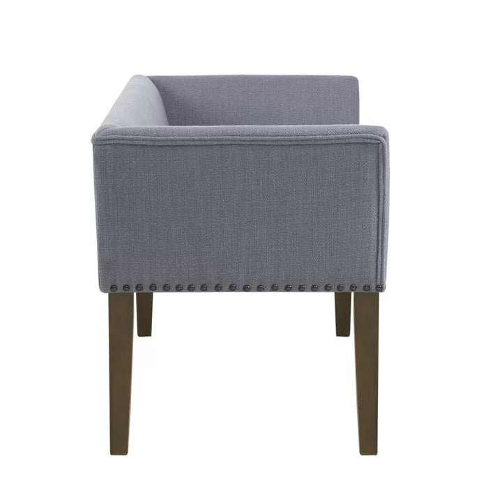 Shaniyala Upholstered Nailhead Bench with Back & Wood Legs