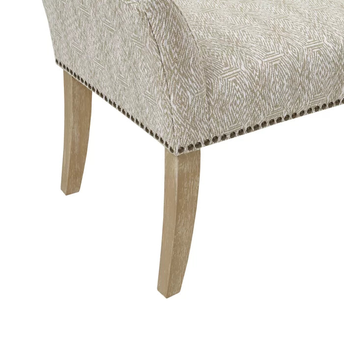 Shaniyala Upholstered Nailhead Bench with Back & Wood Legs
