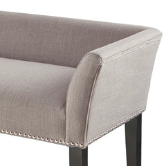Shaniyala Upholstered Nailhead Bench with Back & Wood Legs