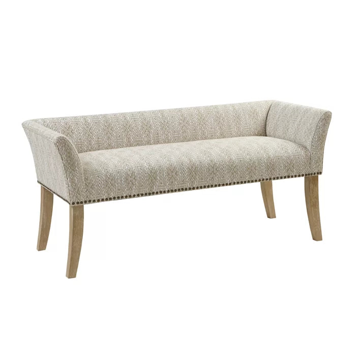 Shaniyala Upholstered Nailhead Bench with Back & Wood Legs