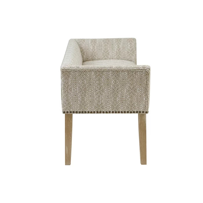 Shaniyala Upholstered Nailhead Bench with Back & Wood Legs