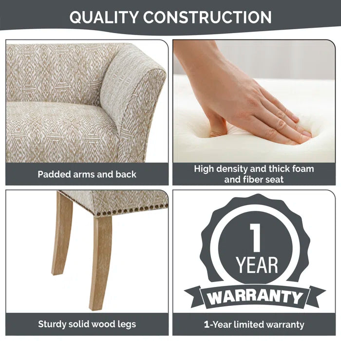 Shaniyala Upholstered Nailhead Bench with Back & Wood Legs