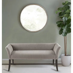 Shaniyala Upholstered Nailhead Bench with Back & Wood Legs
