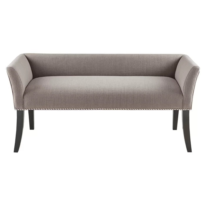 Shaniyala Upholstered Nailhead Bench with Back & Wood Legs