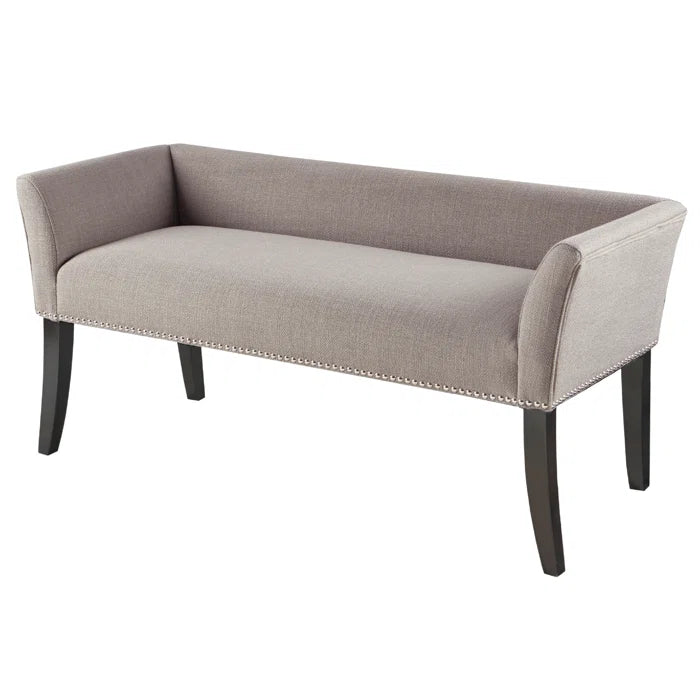 Shaniyala Upholstered Nailhead Bench with Back & Wood Legs