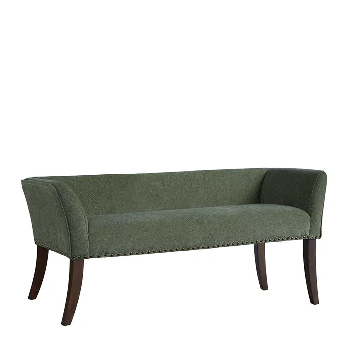 Shaniyala Upholstered Nailhead Bench with Back & Wood Legs