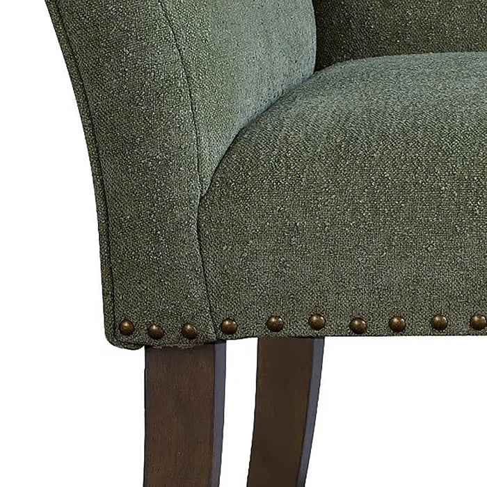 Shaniyala Upholstered Nailhead Bench with Back & Wood Legs
