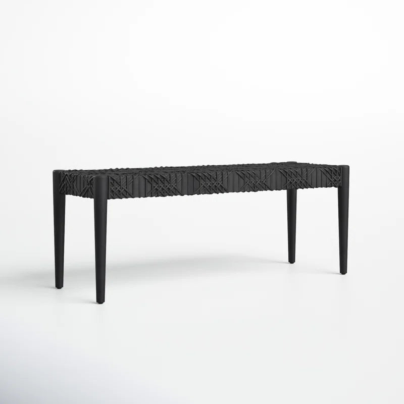 Faxion Hand-Carved Wooden Bench Modern Accent Seating for Entryway & Living Room