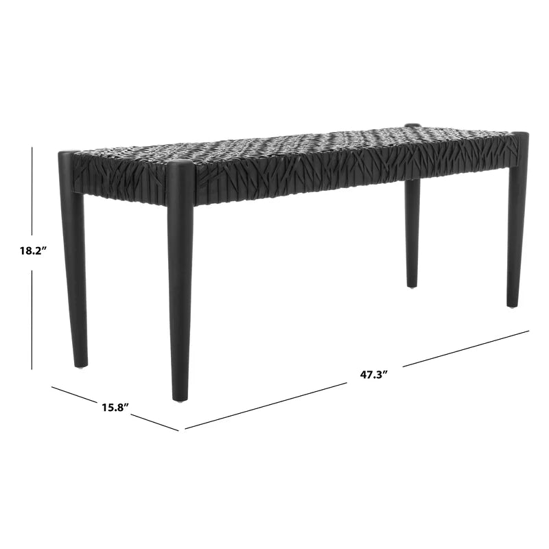 Faxion Hand-Carved Wooden Bench Modern Accent Seating for Entryway & Living Room