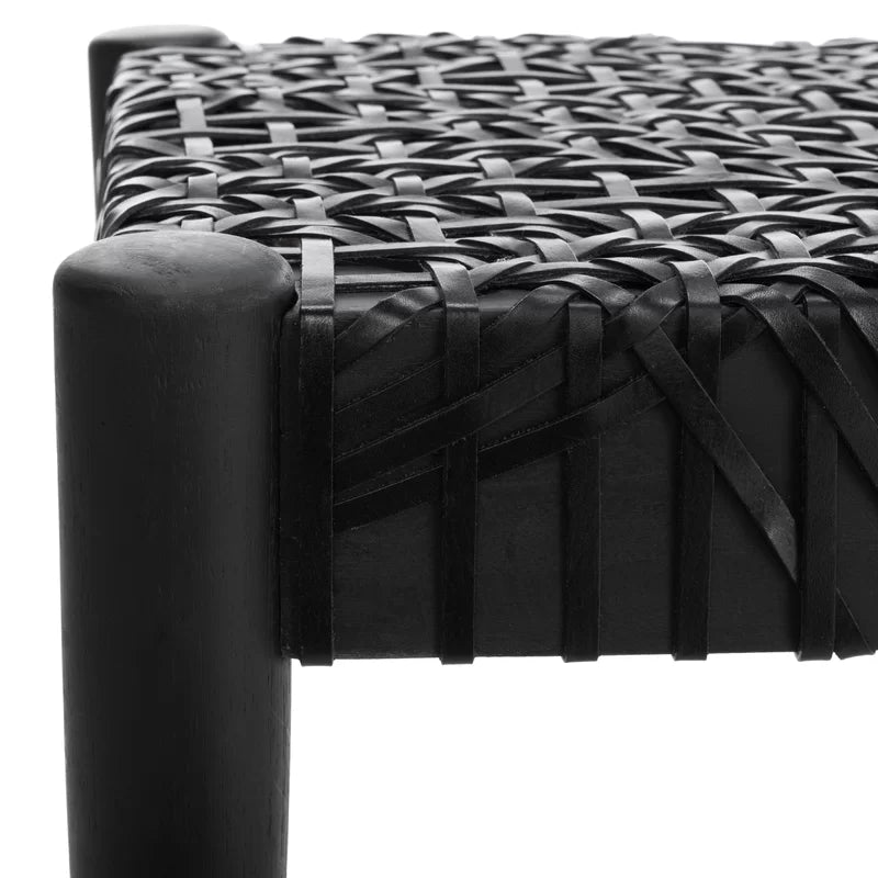 Faxion Hand-Carved Wooden Bench Modern Accent Seating for Entryway & Living Room