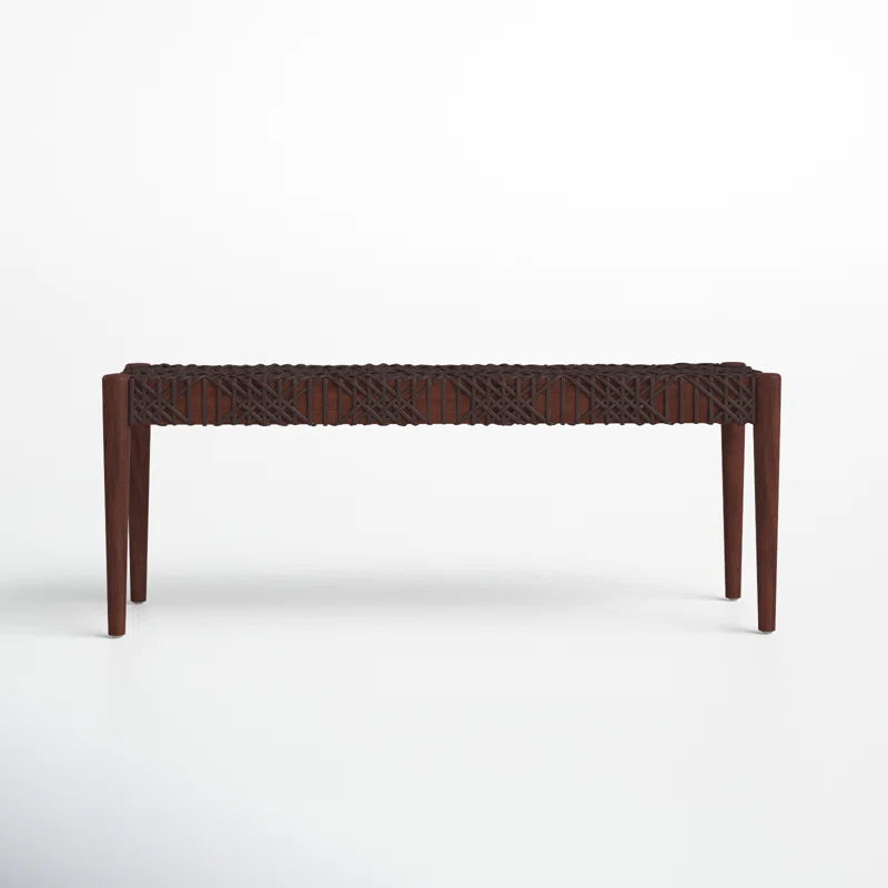 Faxion Hand-Carved Wooden Bench Modern Accent Seating for Entryway & Living Room