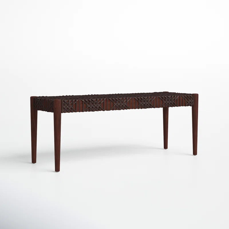 Faxion Hand-Carved Wooden Bench Modern Accent Seating for Entryway & Living Room