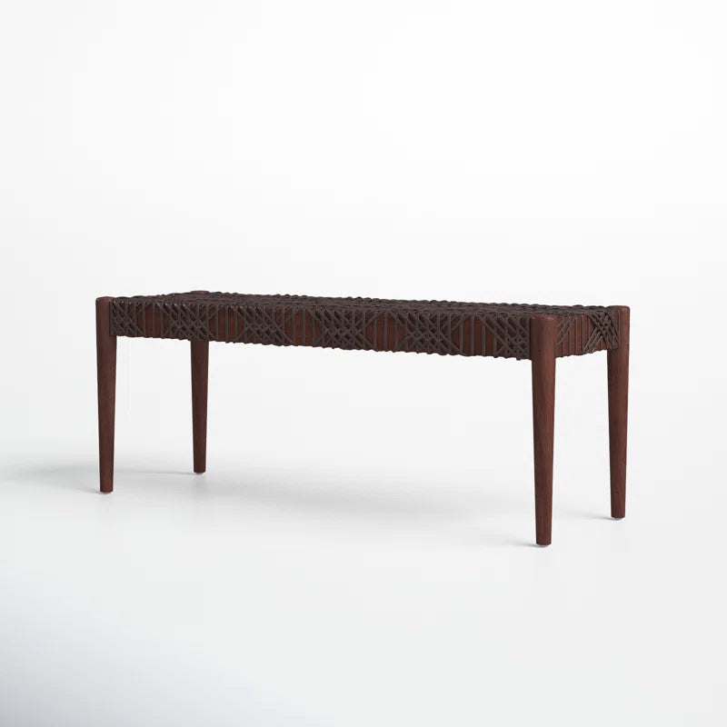 Faxion Hand-Carved Wooden Bench Modern Accent Seating for Entryway & Living Room