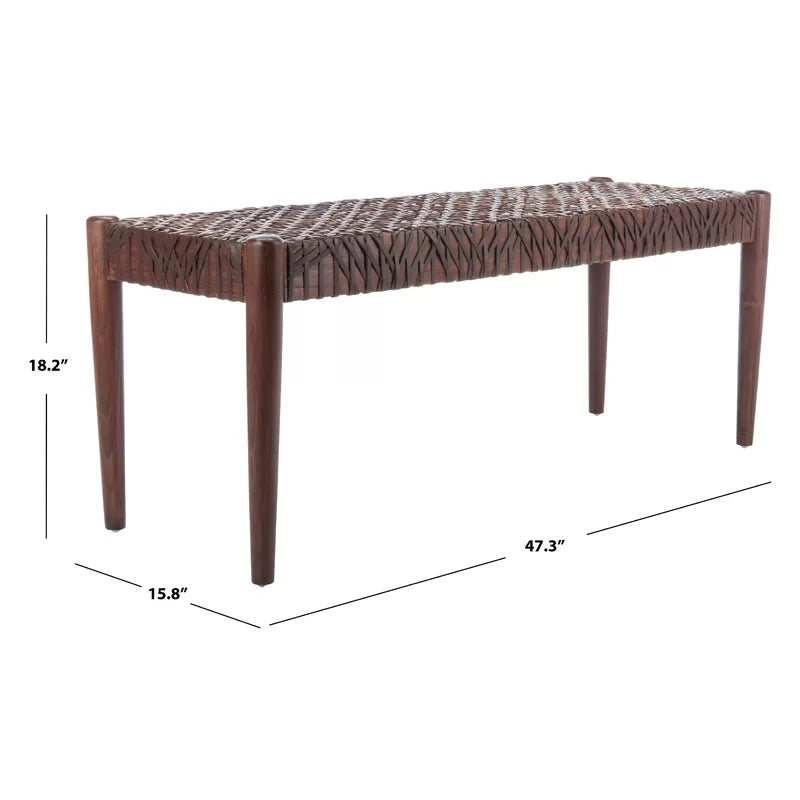 Faxion Hand-Carved Wooden Bench Modern Accent Seating for Entryway & Living Room