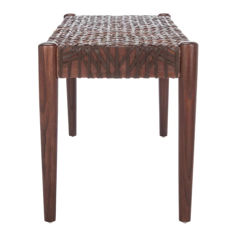 Faxion Hand-Carved Wooden Bench Modern Accent Seating for Entryway & Living Room