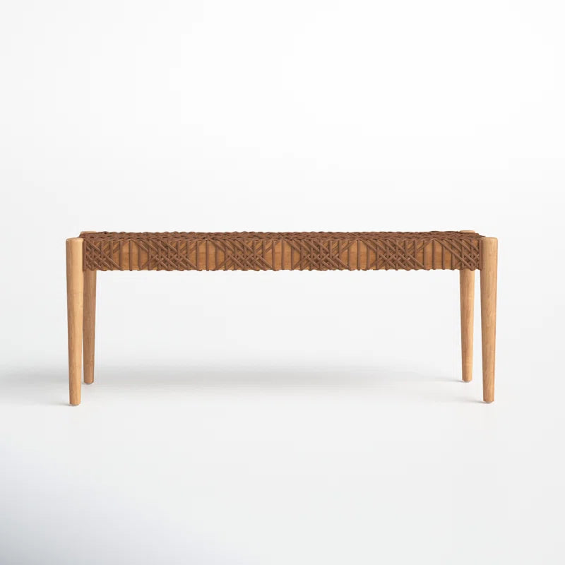 Faxion Hand-Carved Wooden Bench Modern Accent Seating for Entryway & Living Room