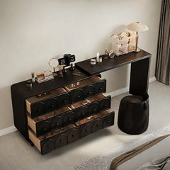Salwaan Modern Makeup Vanity with Storage Cabinet & Upholstered Stool