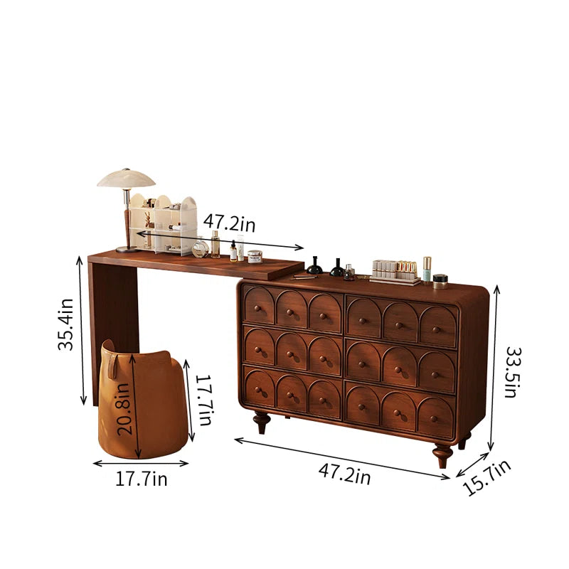 Haspring Sophisticated Vanity Table with Spacious Storage and Modern Design