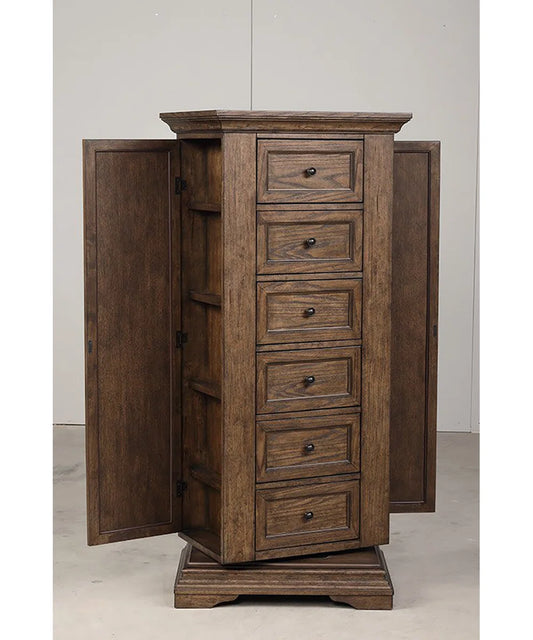 6-Drawer Swivel Lingerie Chest With Mirror, Walnut