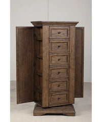 6-Drawer Swivel Lingerie Chest With Mirror, Walnut