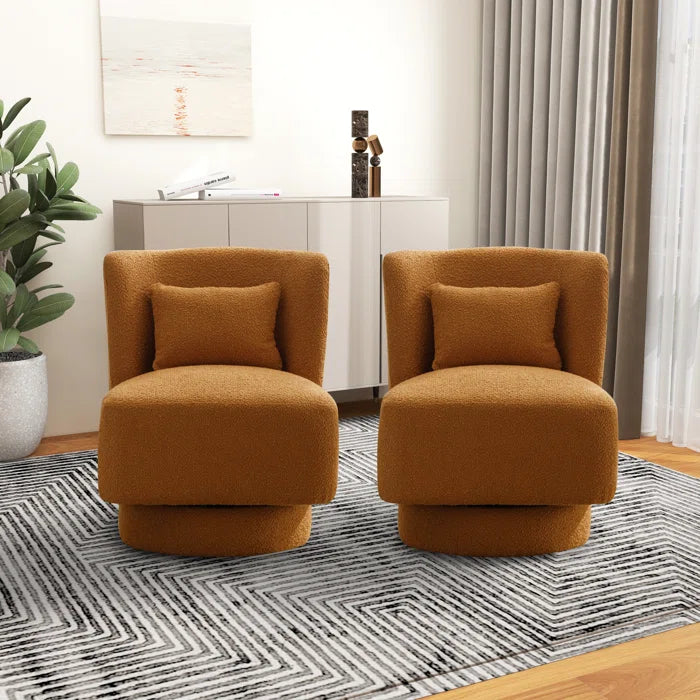 Jakker Upholstered Swivel Barrel Chair (Set of 2) - Wooden Bazar