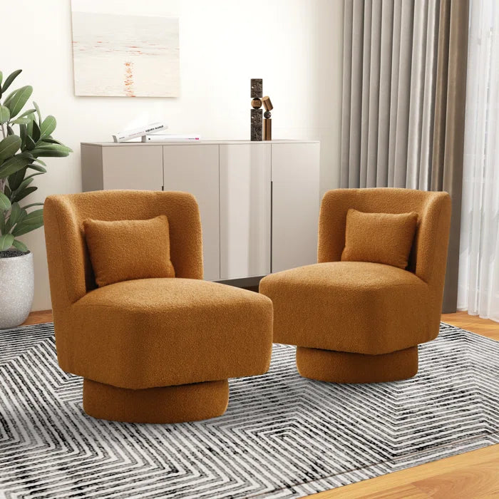 Jakker Upholstered Swivel Barrel Chair (Set of 2) - Wooden Bazar