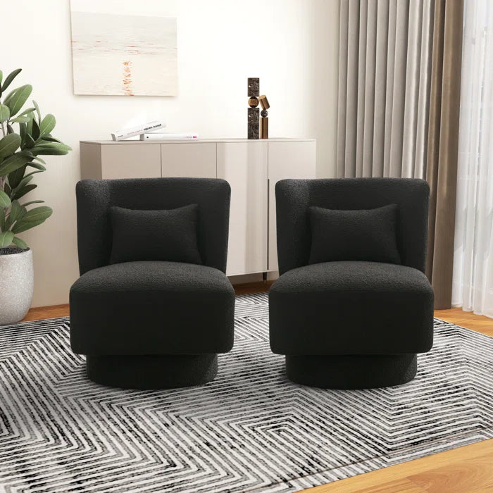 Jakker Upholstered Swivel Barrel Chair (Set of 2) - Wooden Bazar