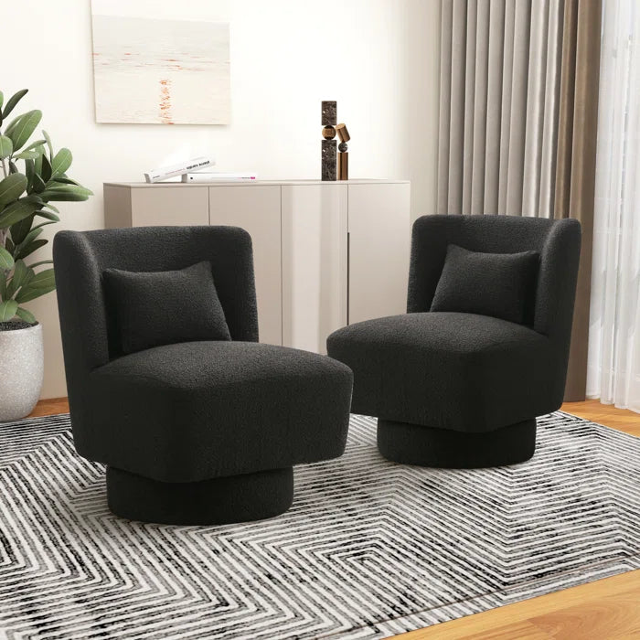 Jakker Upholstered Swivel Barrel Chair (Set of 2) - Wooden Bazar