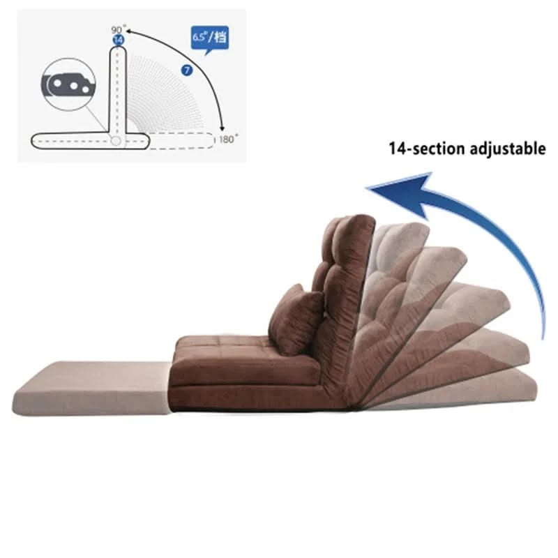 Yaahon Adjustable Floor Couch Sofa with One Pillow Reclining