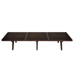 Oelax Rectangular Wooden Platform Bench with Slats Design Dining Kitchen Bench